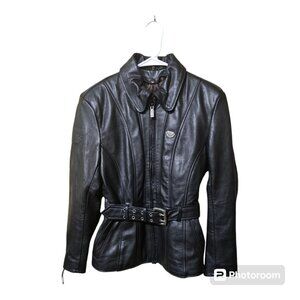 Ladies First Gear By Hein Gericke Leather Padded Motorcycle Jacket With Belt